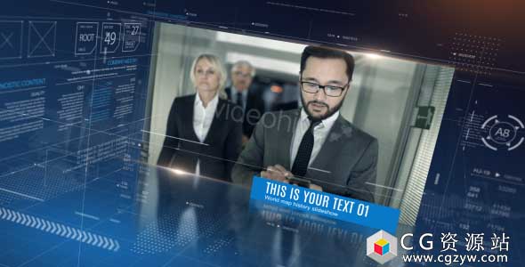 AE模板-商业未来信息介绍科技感图片视频展示 World Map History Slideshow