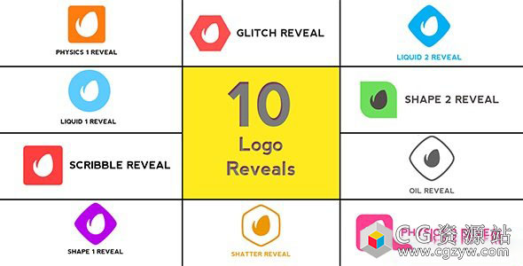 E模板-10组扁平化图形Logo动画 Minimal Logo Reveals Pack免费下载