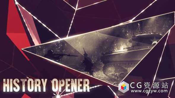 AE模板-复古三维火焰粒子战争军事图片展示片头 The military slideshow免费下载