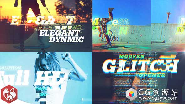 AE模板-体育宣传标题毛刺信号损坏视频开场 Glitch Opener