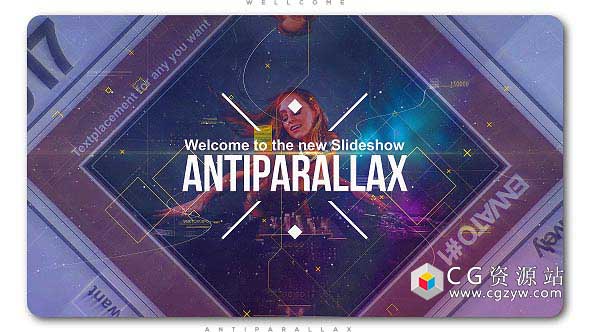 AE模板-优雅公司数字介绍空间图形拼贴视差图片展示 Anti Parallax Slideshow