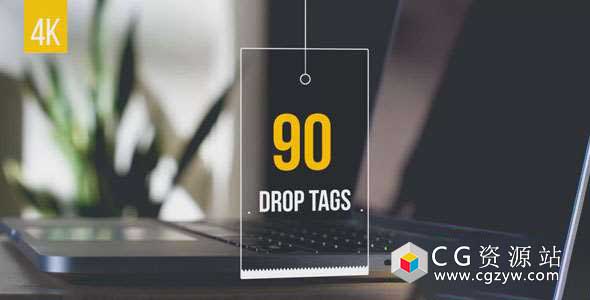 AE模板-90个吊牌标签图片文字动画 90 Drop Tags
