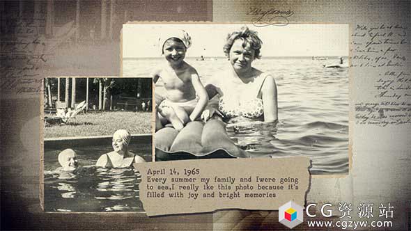 AE模板-复古周年纪念家庭旧照片文字历史怀旧片头 History In Photographs 2