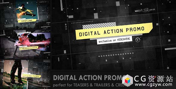 AE模板-科技感数字动作宣传片视频片头 Digital Action Promo