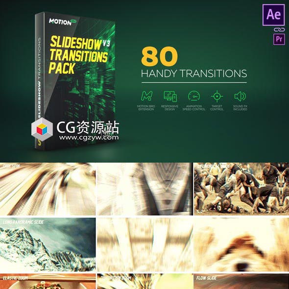 AE模板+脚本-80组动态图片视频炫酷无缝转场效果V3-图片1