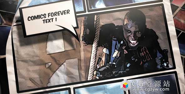 AE模板-超级英雄漫画分镜头视频定格片头开场 Comics Forever