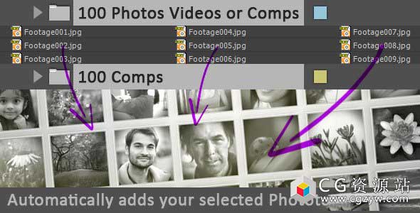 AE脚本-快速添加图片视频素材批量替换到合成脚本 Photos Videos Comps To Comps