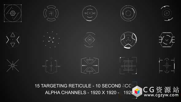 视频素材-高科技目标点聚焦HUD动画高清视频素材 Targeting Reticules