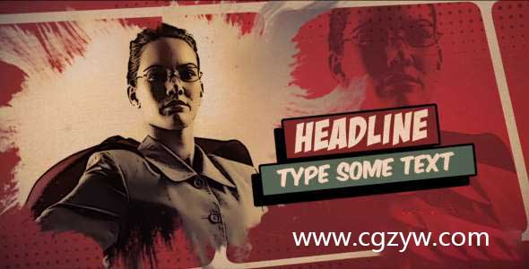 AE模板-复古漫画英雄风格分镜头片头开场 Vintage Comic Slideshow