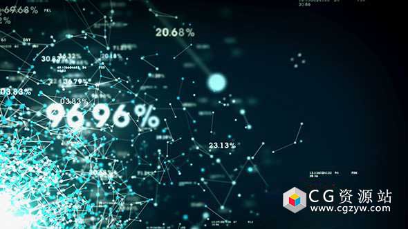 视频素材-科技感点线数据背景 Digital Big Data Network Background