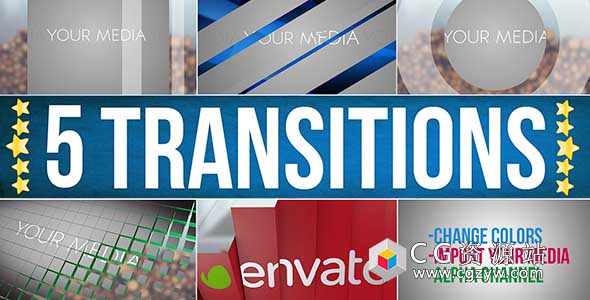 AE模板-5组图形动画转场过渡效果 Transitions
