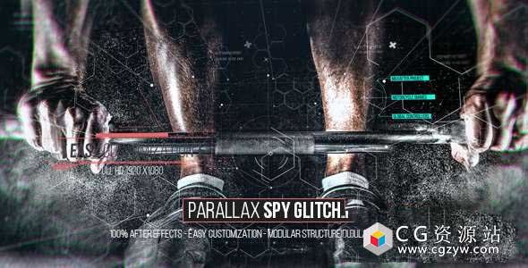 AE模板-抽象科技感毛刺视差图片展示 Parallax Spy Glitch