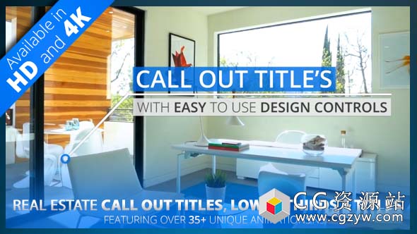 AE模板-4K房地产介绍动画室内物品指示线标题包Real Estate Call Out Titles