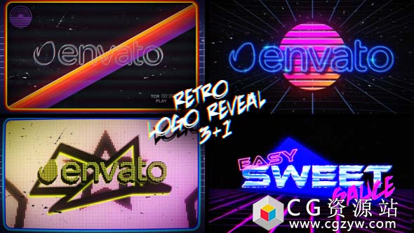 AE模板-复古标志游戏文字Logo标题动画 Retro Logo Reveal Pack Vol.2