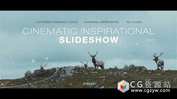 AE模板-图形视差遮罩电影企业简介图片展示开场 Cinematic Inspirational Slideshow Opener