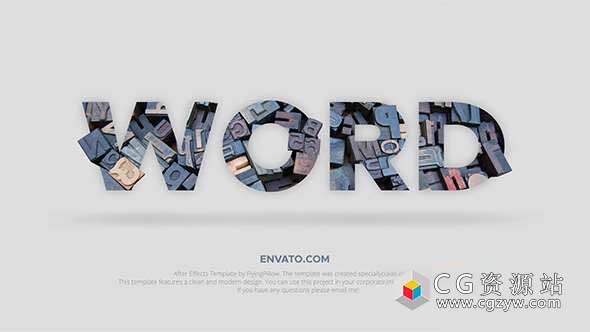 AE模板-双重曝光介绍文字遮罩图片展示 Word – Professional Typography Toolkit