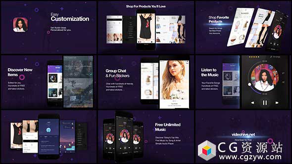 AE模板-时尚手机APP介绍说明应用推广展示开场片头动画