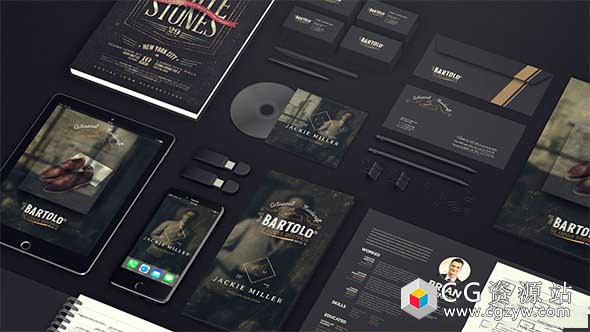 AE模板-黑色风格现代VI视觉包装模型视频展示动画