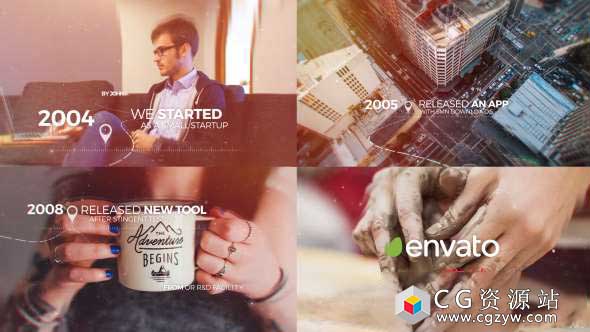 AE模板-现代视差时间线幻灯片文字标题图片展示 Modern Parallax Timeline Slideshow