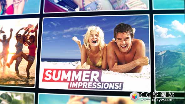 AE模板-动态时尚乐趣假期介绍夏天旅游回忆照片开场 Summer Impressions