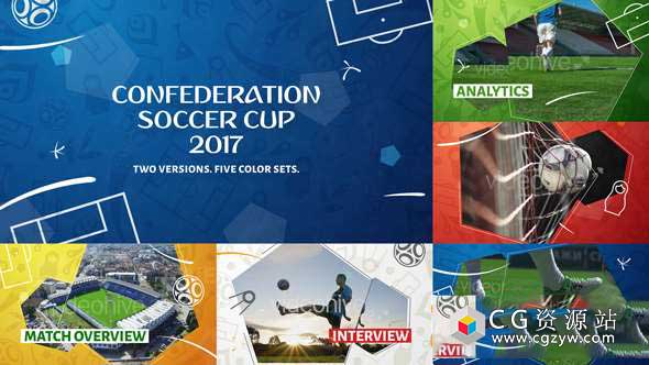 AE模板-联赛比赛足球体育栏目包装片头 Confederation Football Soccer Cup Opener