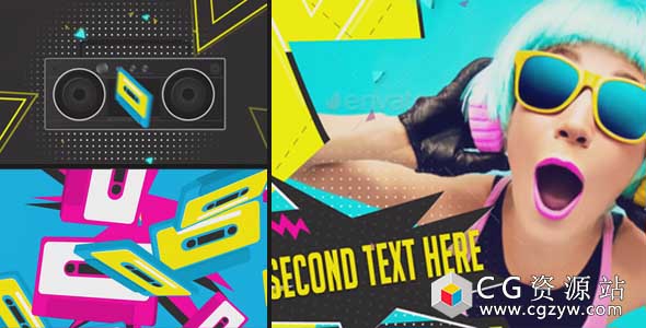 AE模板-时尚派对摇滚音乐宣传片开场 Glam Rock Cassette Slideshow