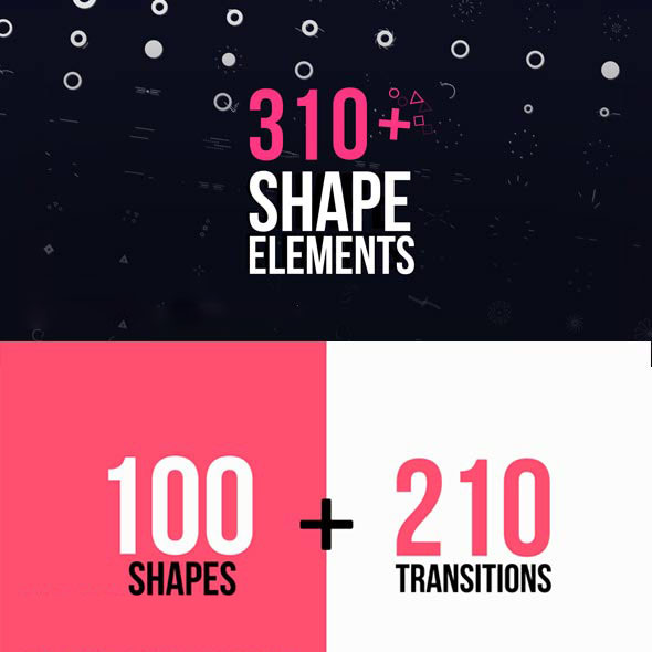 AE模板-100个MG动画图形元素+210个图形转场