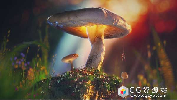 C4D与Megascans和Octane制作唯美真实蘑菇自然环境三维场景