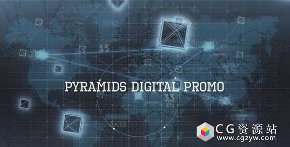 AE模板-科技感金字塔企业公司宣传片图片介绍片头 Digital Pyramid Promo Video