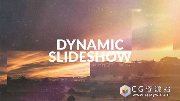 AE模板-动态幻灯片动态切割文字图片展示片头 Dynamic Slideshow