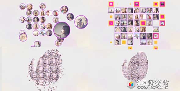 AE模板-10组公司标志Logo社交媒体头像图片汇聚动画 Multi-Image Logo Reveal V.5 (10in1)免费下载