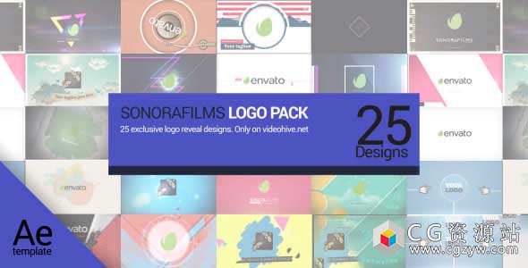 AE模板-25组创意标志logo片头集合公司标志动画包装展示Sonorafilms Logo Pack