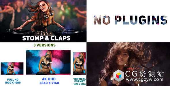 AE模板-时尚节奏幻灯片图片文字展示片头 Rhythmic Slides and Typo