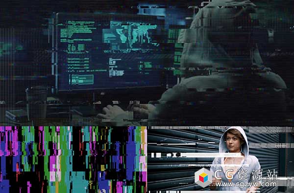 视频素材-4K高清120组未来高科技数字信号故障电视雪花视频素材+20种音效