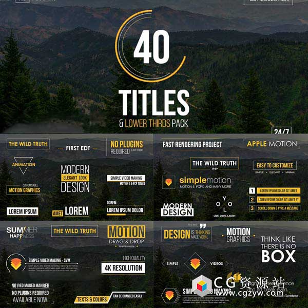 FCPX插件-40组4K商务简洁人名字幕条标题动画 Lower Thirds