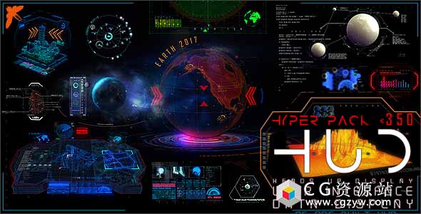 AE模板-350组高科技HUD抬头显示器科幻全息图UI用户界面元素-图片1