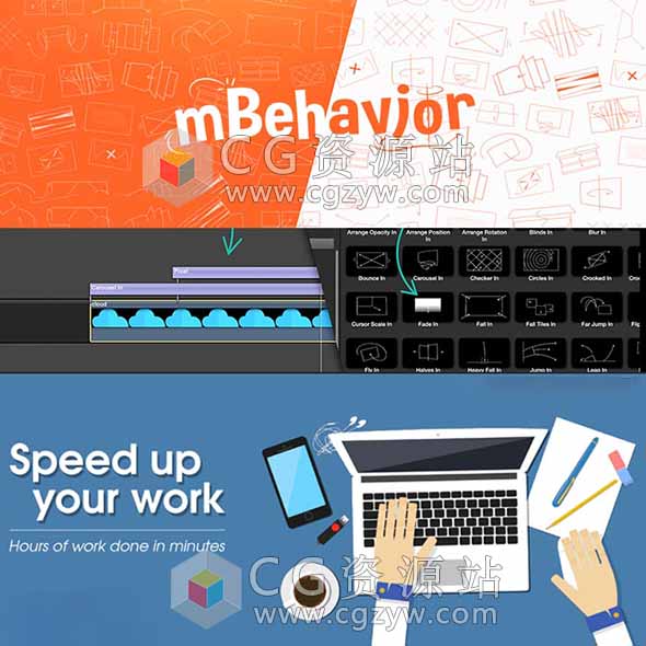 FCPX插件-160组图形动画图片运动动作MG动画预设mBehavior 第一季 + 教程