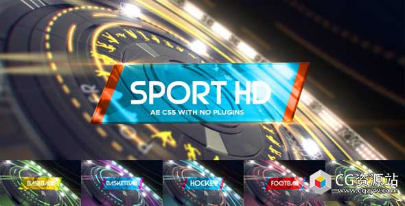 AE模板-科技感体育赛事棒球篮球足球曲棍球介绍栏目包装片头 6 in1 Multi-Sport Intro Pack