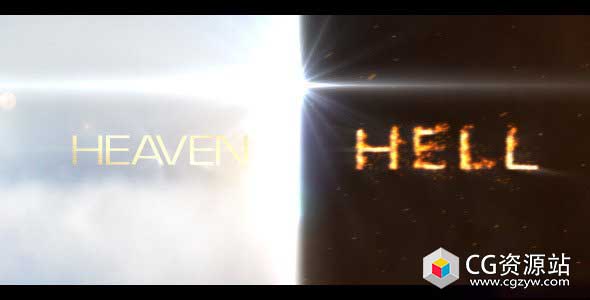 AE模板-电影史诗火焰烟雾粒子飞散Logo片头动画Heaven and Hell