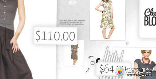 AE模板-简洁时尚服装折扣报价幻灯片图片开场片头 Flow