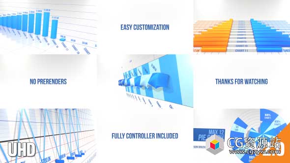 AE模板-E3D三维信息图表柱状图动画 3D Graph Pack No Prerender