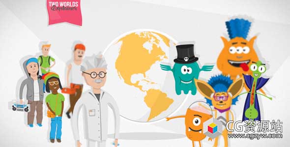 AE模板-二维卡通漫画人物角色场景视频解说工具包MG动画