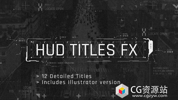 AE模板-12组HUD高科技数据信息图表科幻文字标题动画+背景音乐