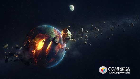C4D+PS教程-Octane渲染器制作破碎地球Earth Destroyed Scene Time-Lapse