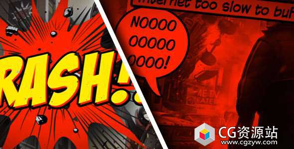 AE模板-卡通动作漫画电影手绘分镜头预告片头视频开场Comic Strip