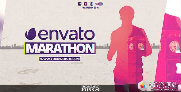 AE模板-马拉松短跑运动员视频人物剪影包装片头 Favorite Marathon Pack