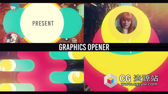 AE模板-多彩创意时尚图形遮罩图片开场片头Graphics Opener