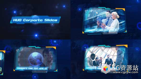 AE模板-高科技企业公司宣传片HUD幻灯片HUD Corporate Slides免费下载