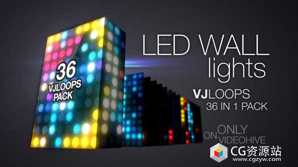 视频素材-36个LED大屏幕灯光闪烁背景动态VJ循环素材 LED Wall Lights VJ
