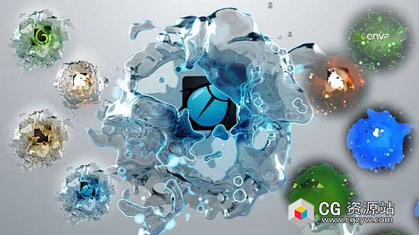 AE模板-液体飞溅气泡演绎标志水流Logo动画 Liquids Quick Logo Pack 3